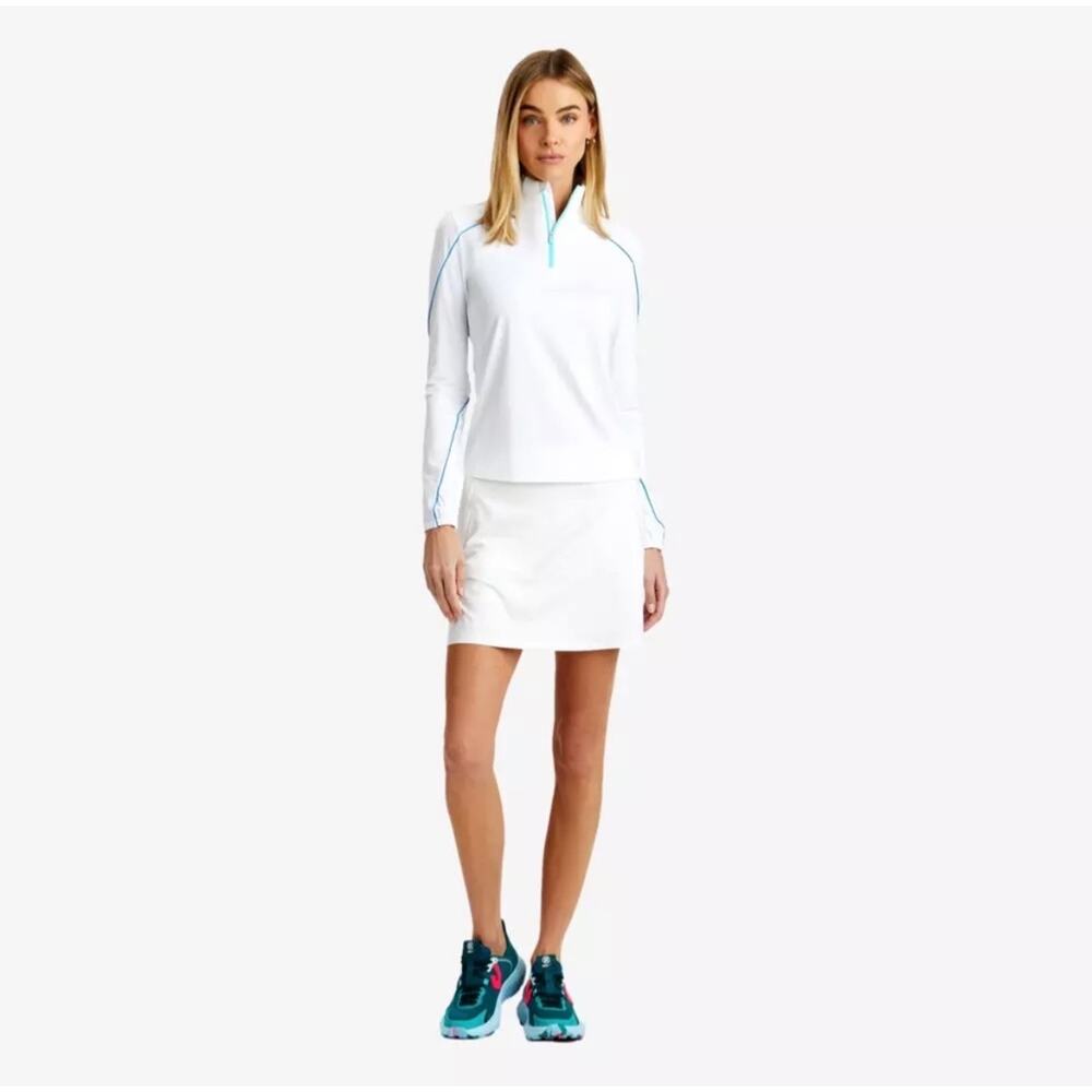 G/FORE Sun Shield Silky Tech 1/4 Zip Top Size Large White Golf NWT